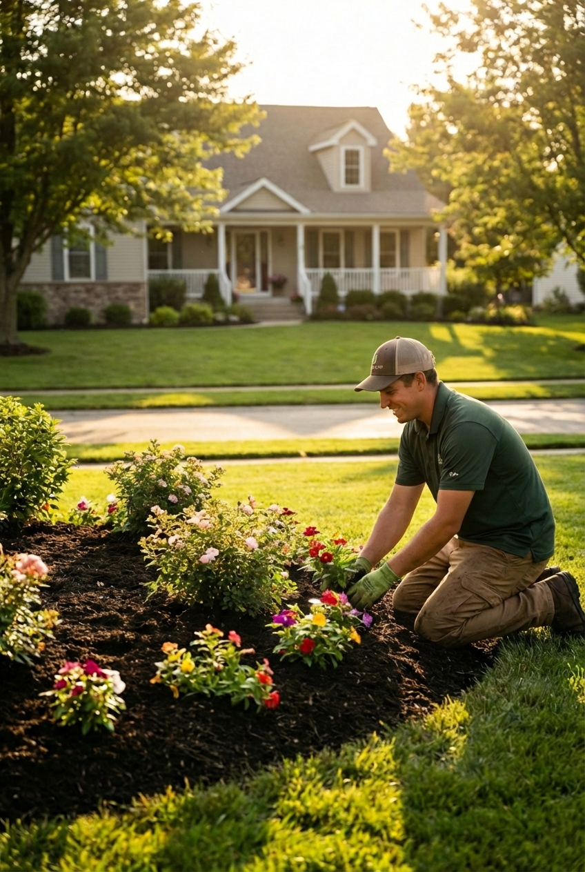 Landscaping team at work